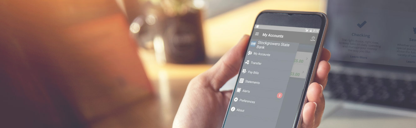 Person looking at their accounts on the Stockgrowers Bank app